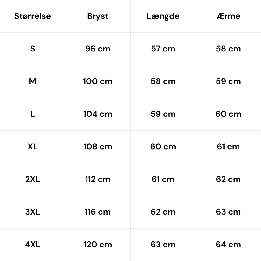 Size Guide for Isikkuartoq — den klare