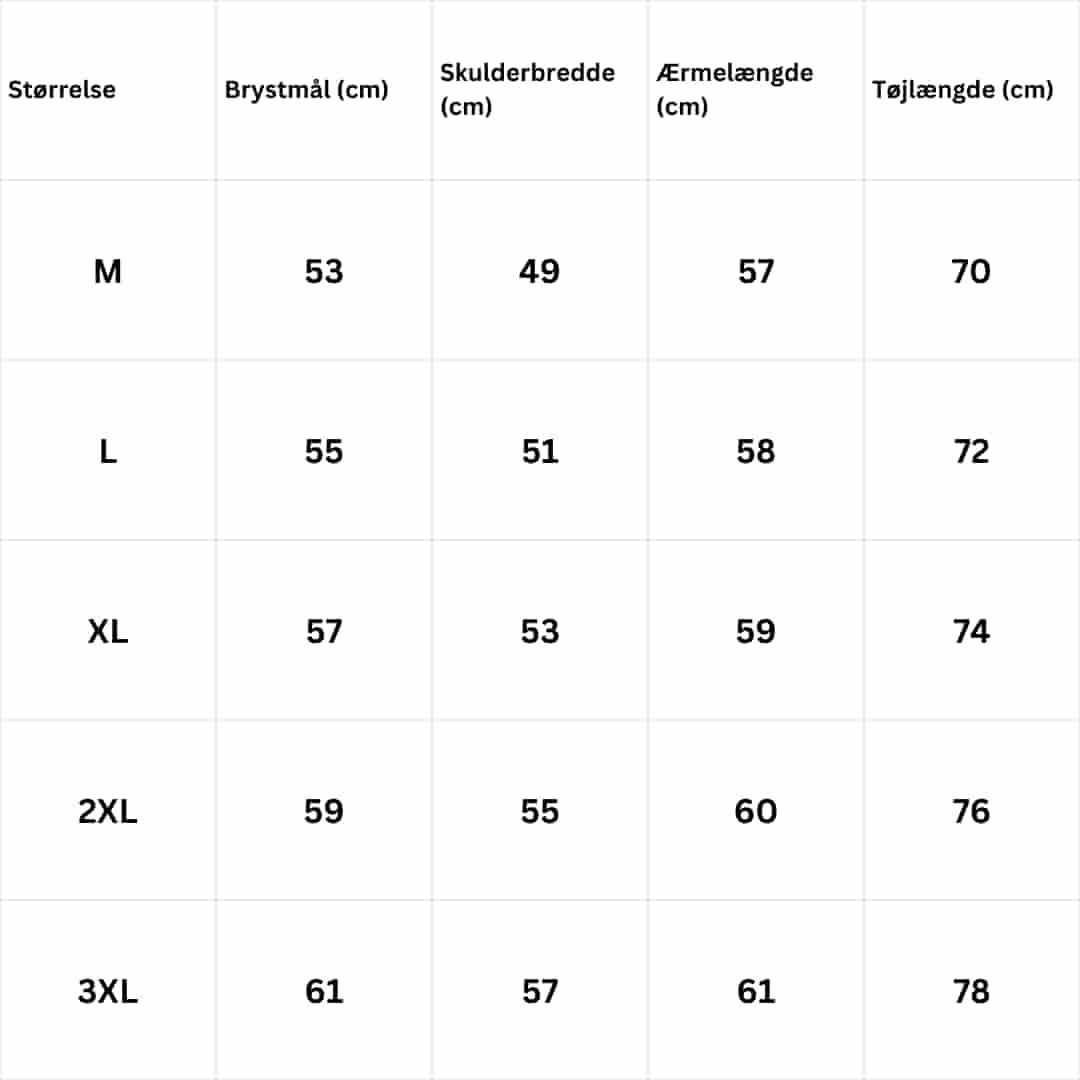 Size Guide for Orsoq — Bjørnens styrke