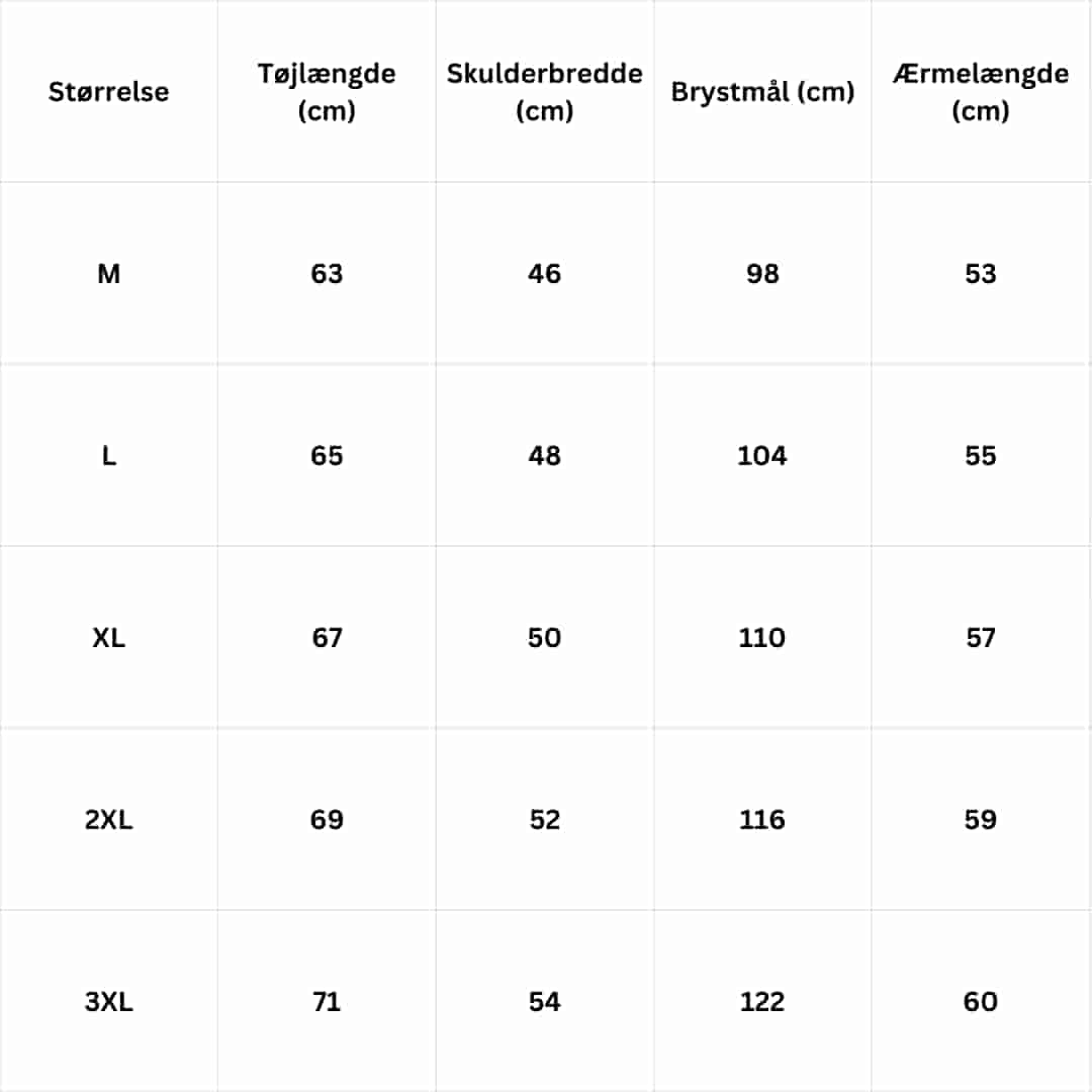 Size Guide for Sinnattugaq — Den modige